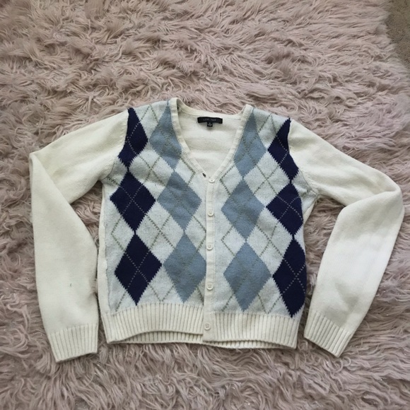 Cotton Argyle Sweater 💙🤍💚 - Picture 2 of 9